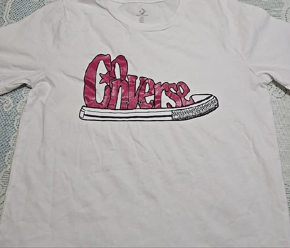 Converse White Tee with Red Graphic Sz S